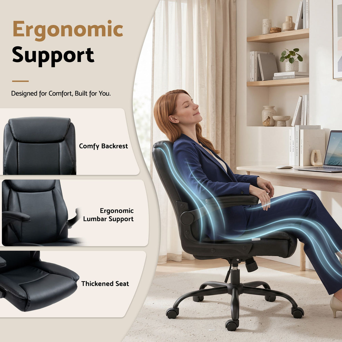 Artiss Executive Office Chair Mid Back Black-Office Chairs-PEROZ Accessories