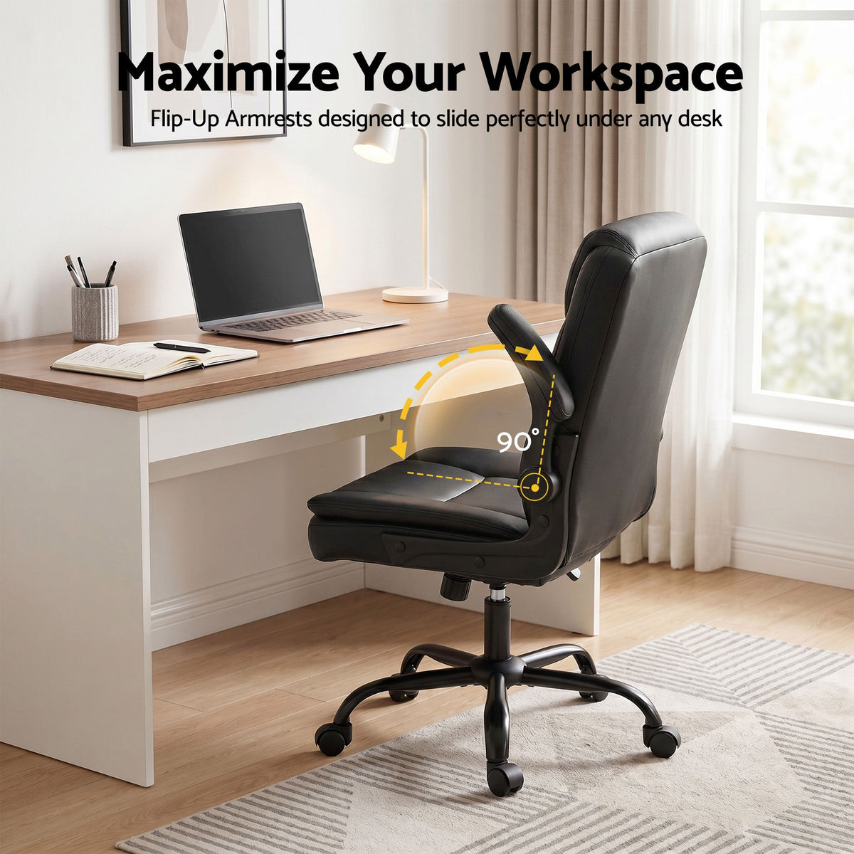 Artiss Executive Office Chair Mid Back Black-Office Chairs-PEROZ Accessories