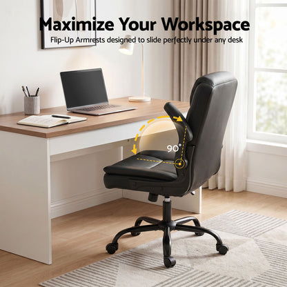Artiss Executive Office Chair Mid Back Black-Office Chairs-PEROZ Accessories
