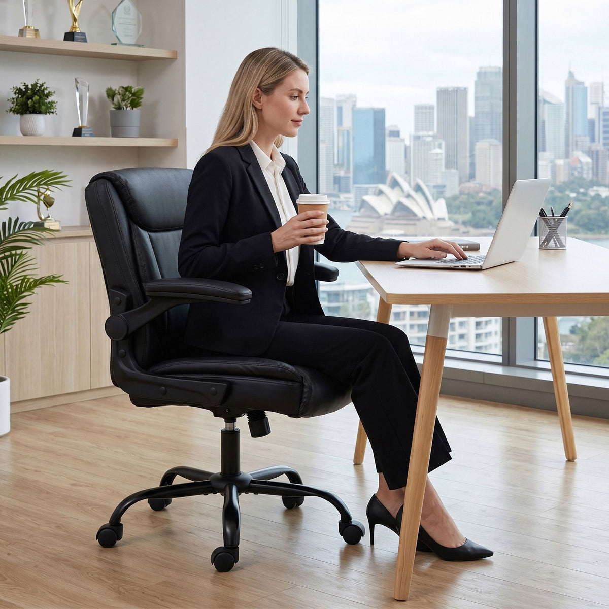 Artiss Executive Office Chair Mid Back Black-Office Chairs-PEROZ Accessories