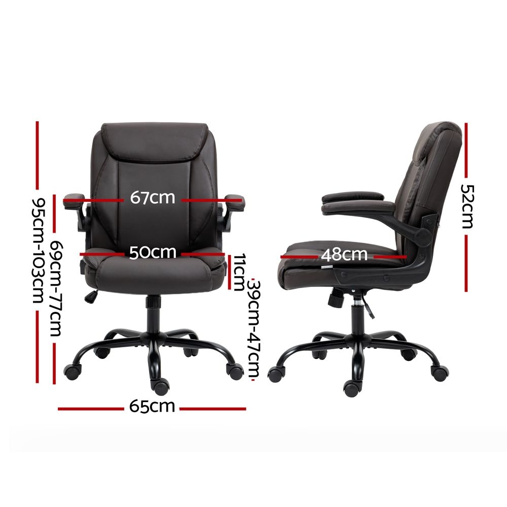 Artiss Executive Office Chair Mid Back Brwon-Office Chairs-PEROZ Accessories