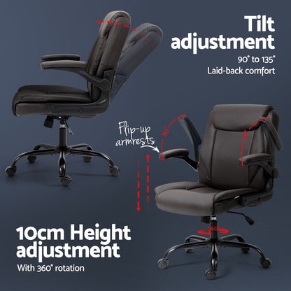 Artiss Executive Office Chair Mid Back Brwon-Office Chairs-PEROZ Accessories