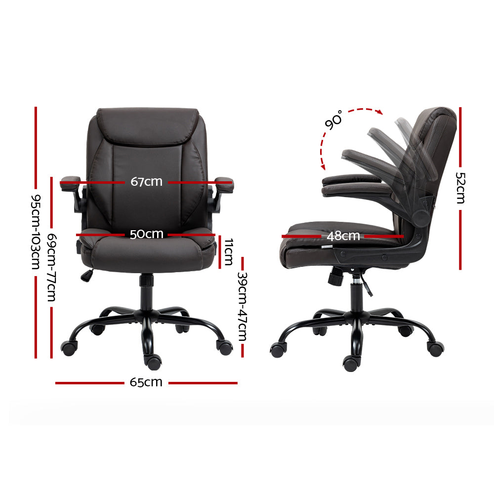 Artiss Executive Office Chair Mid Back Brown-Office Chairs-PEROZ Accessories