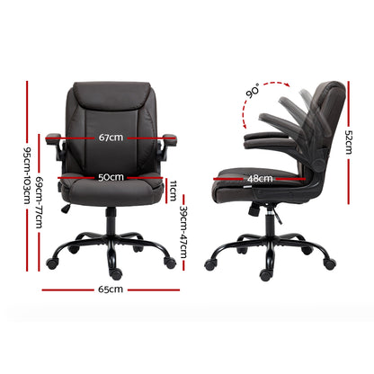 Artiss Executive Office Chair Mid Back Brown-Office Chairs-PEROZ Accessories