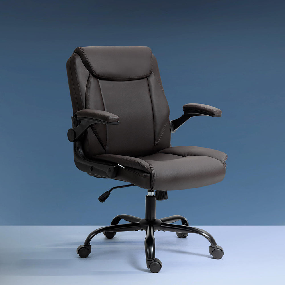Artiss Executive Office Chair Mid Back Brown-Office Chairs-PEROZ Accessories