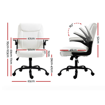 Artiss Executive Office Chair Mid Back White-Office Chairs-PEROZ Accessories