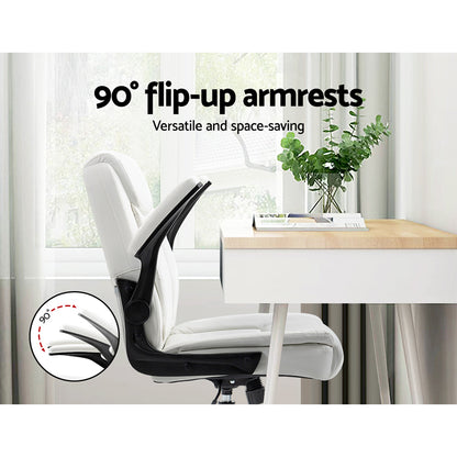 Artiss Executive Office Chair Mid Back White-Office Chairs-PEROZ Accessories