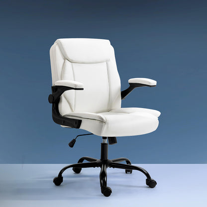 Artiss Executive Office Chair Mid Back White-Office Chairs-PEROZ Accessories