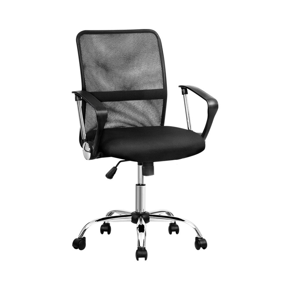 Artiss Mesh Office Chair Mid Back Black-Furniture &gt; Office-PEROZ Accessories