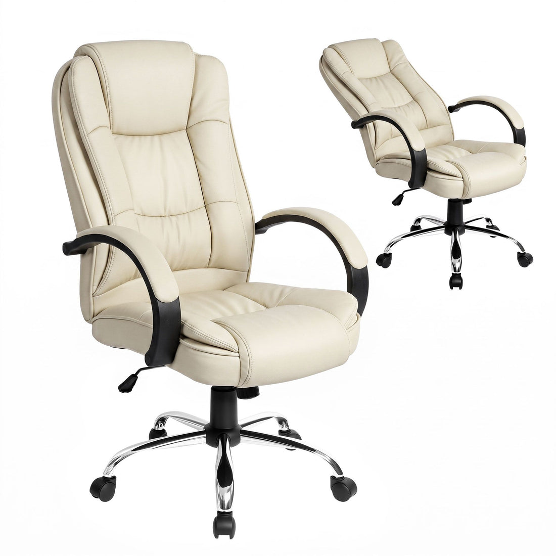 Artiss Executive Office Chair Leather Tilt Beige-Furniture > Office-PEROZ Accessories