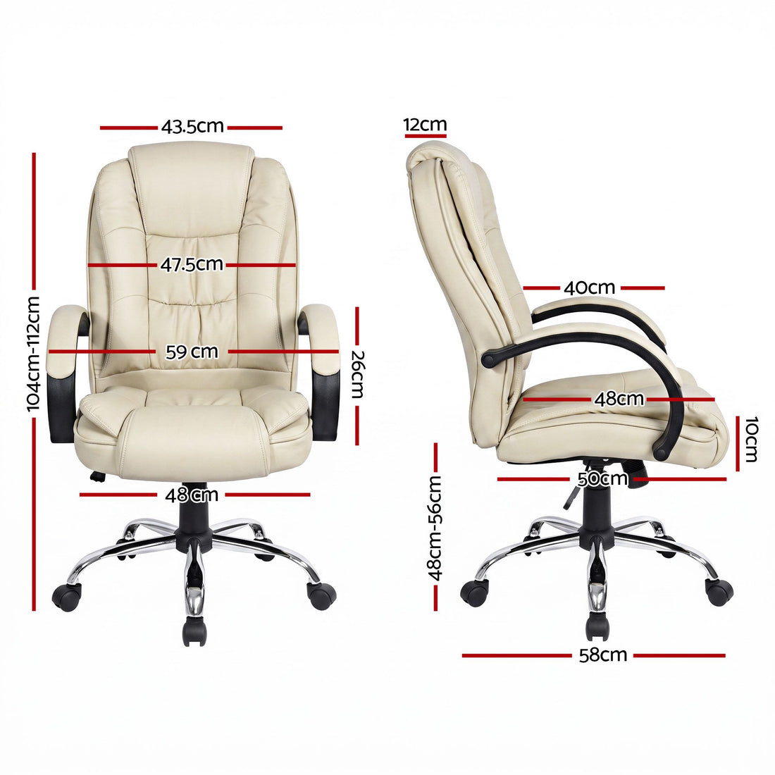 Artiss Executive Office Chair Leather Tilt Beige-Furniture > Office-PEROZ Accessories