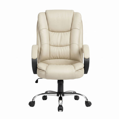 Artiss Executive Office Chair Leather Tilt Beige-Furniture > Office-PEROZ Accessories