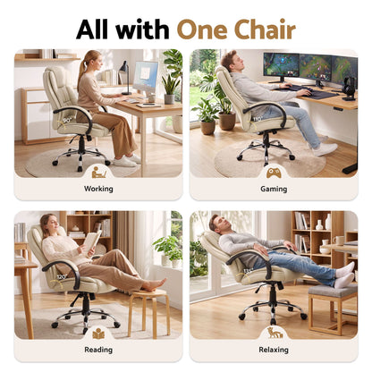 Artiss Executive Office Chair Leather Tilt Beige-Furniture > Office-PEROZ Accessories