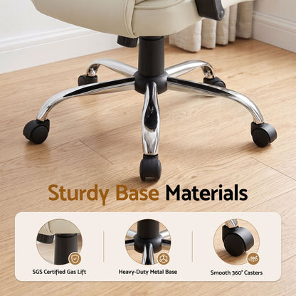 Artiss Executive Office Chair Leather Tilt Beige-Furniture > Office-PEROZ Accessories