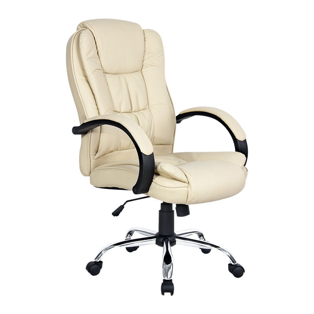 Artiss Executive Office Chair Leather Tilt Beige-Furniture &gt; Office-PEROZ Accessories