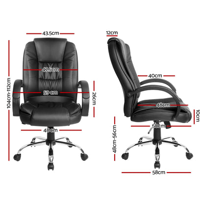 Artiss Executive Office Chair Leather Tilt Black-Furniture > Office-PEROZ Accessories