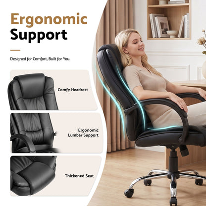 Artiss Executive Office Chair Leather Tilt Black-Furniture > Office-PEROZ Accessories