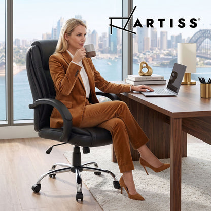 Artiss Executive Office Chair Leather Tilt Black-Furniture > Office-PEROZ Accessories