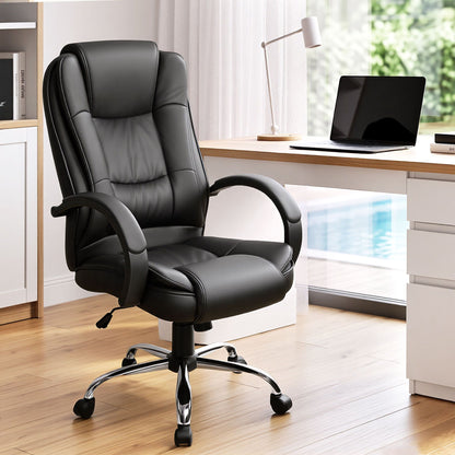 Artiss Executive Office Chair Leather Tilt Black-Furniture > Office-PEROZ Accessories
