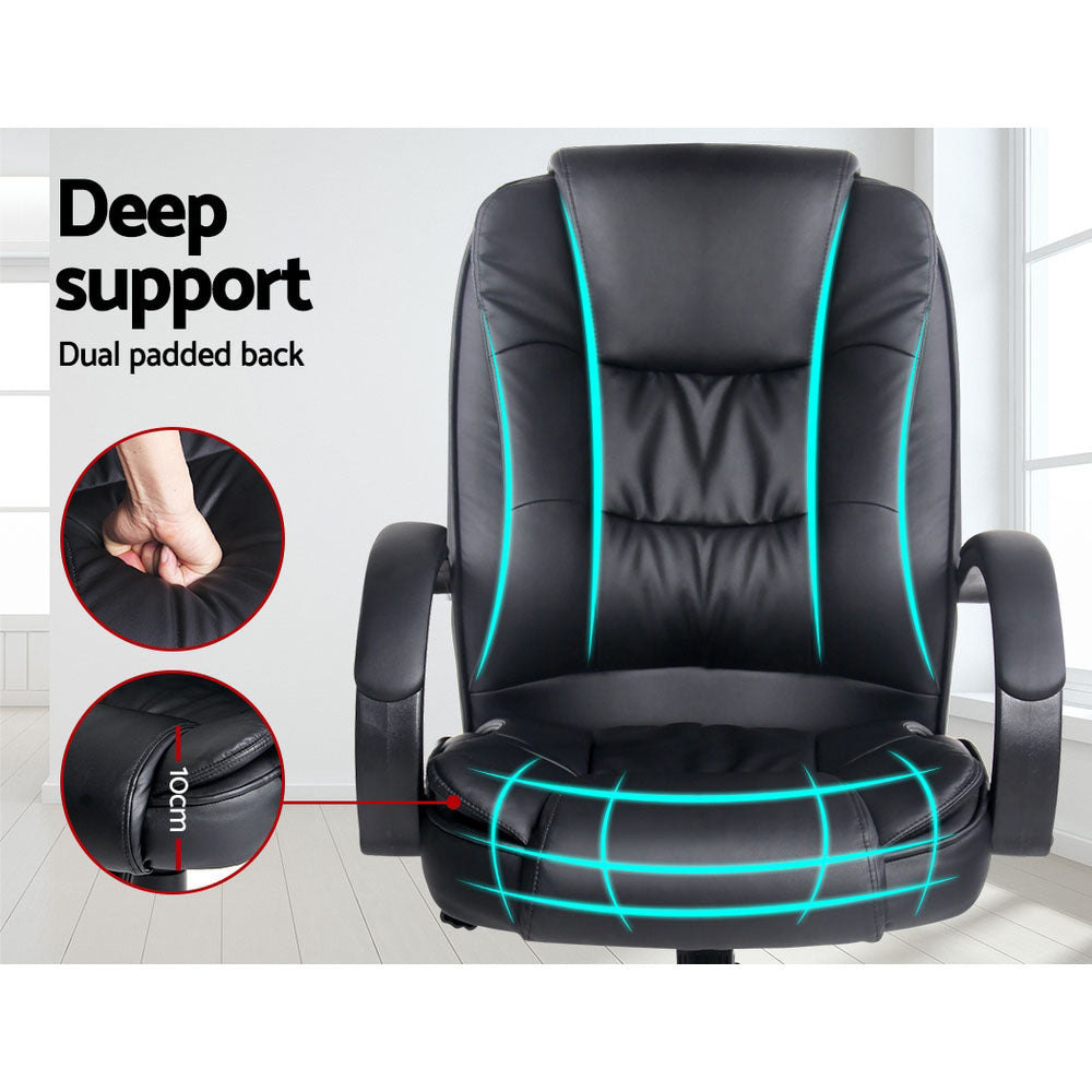 Artiss Executive Office Chair Leather Tilt Black-Furniture &gt; Office-PEROZ Accessories