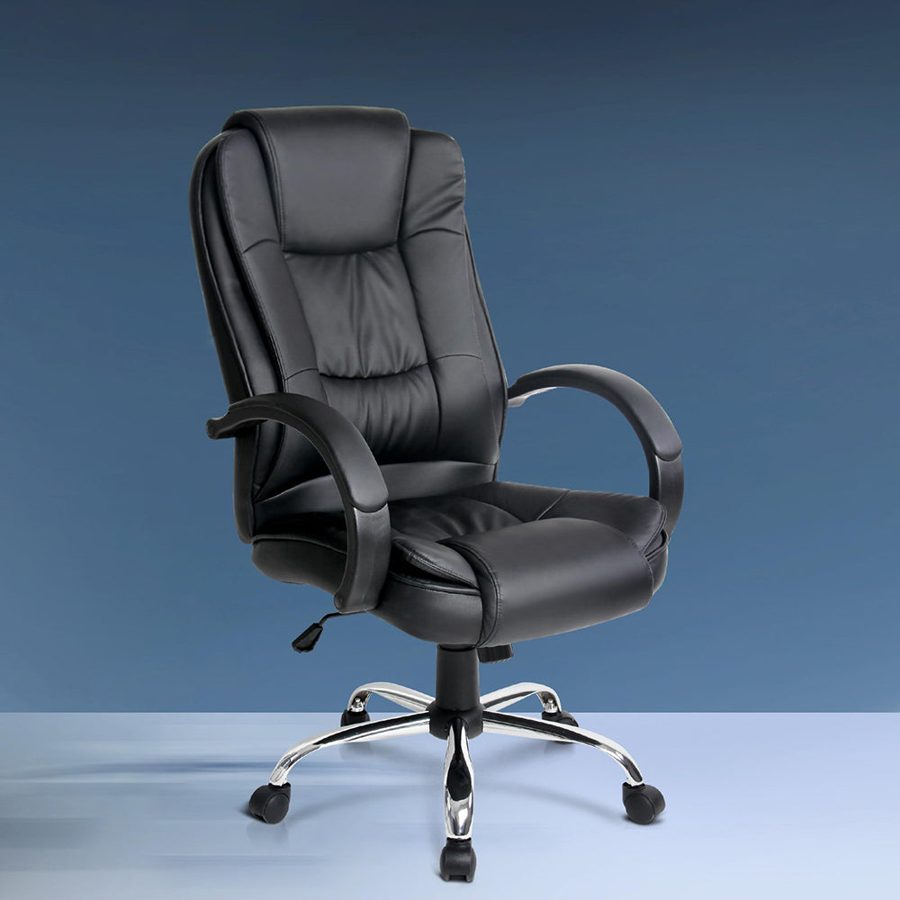 Artiss Executive Office Chair Leather Tilt Black-Furniture &gt; Office-PEROZ Accessories