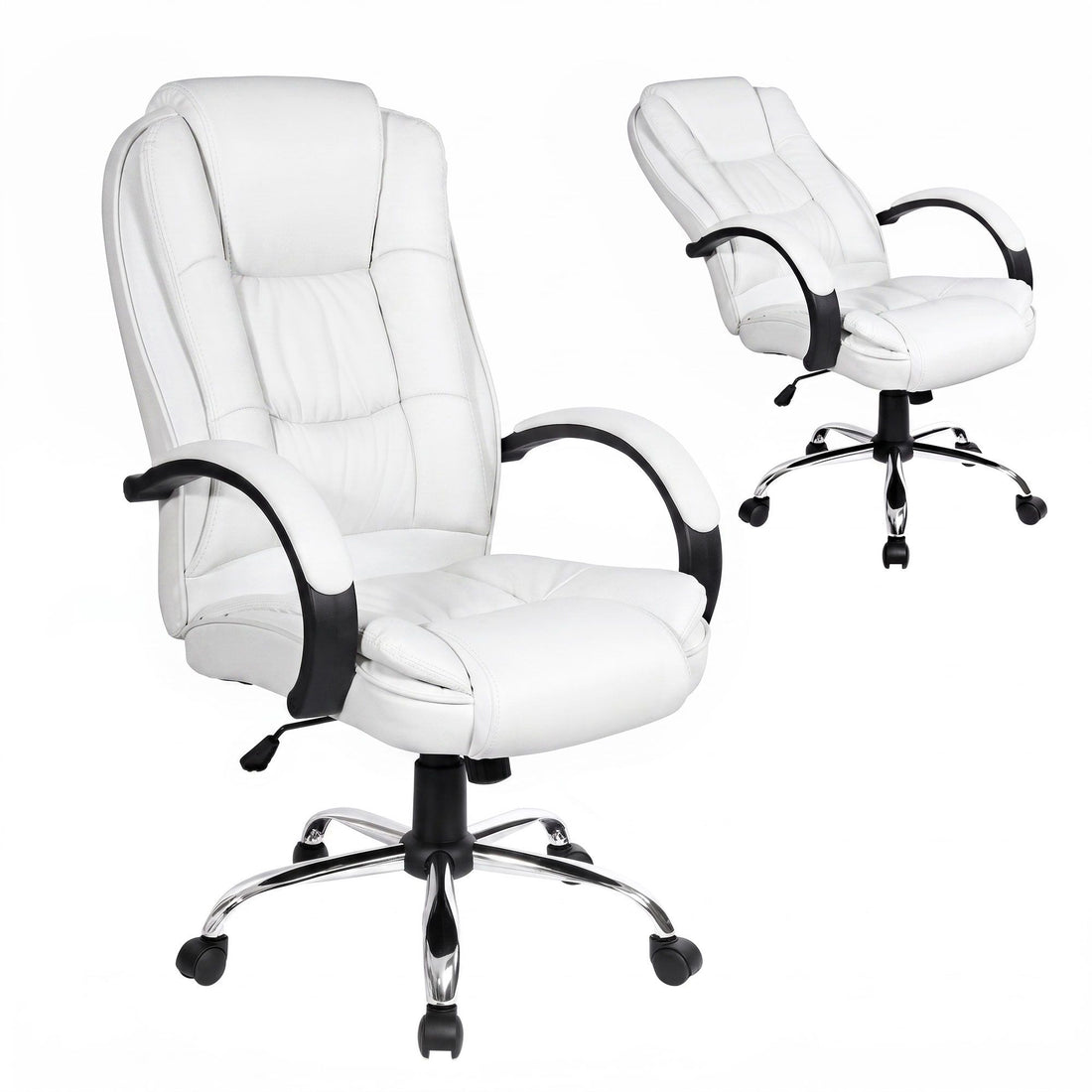 Artiss Executive Office Chair Leather Tilt White-Furniture > Office-PEROZ Accessories