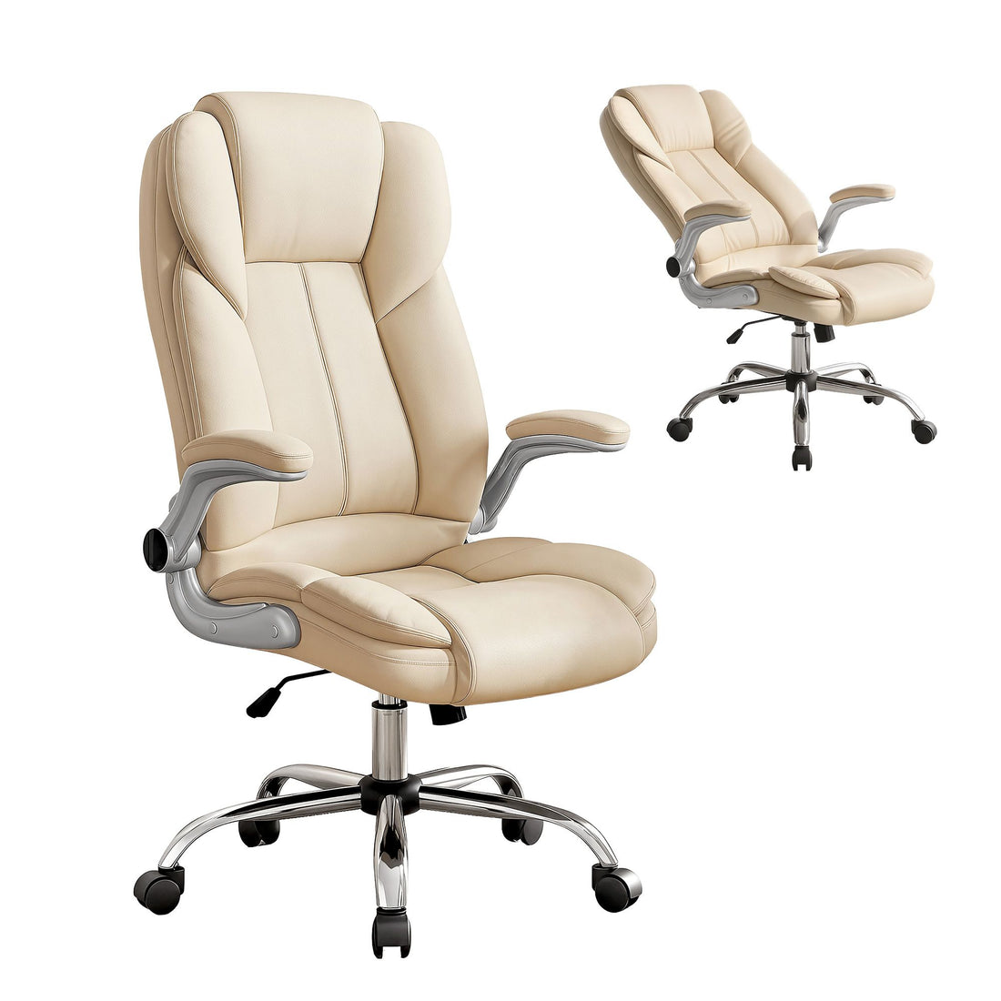 Artiss Executive Office Chair Leather Tilt Beige-Furniture > Office-PEROZ Accessories