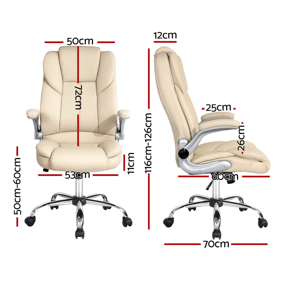 Artiss Executive Office Chair Leather Tilt Beige-Furniture > Office-PEROZ Accessories