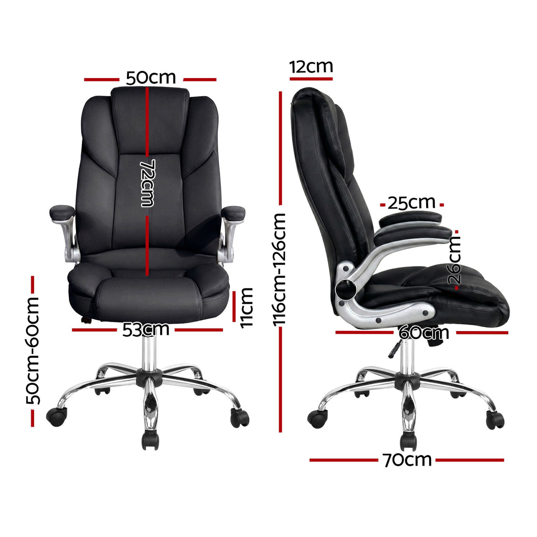 Artiss Executive Office Chair Leather Tilt Black-Furniture > Office-PEROZ Accessories