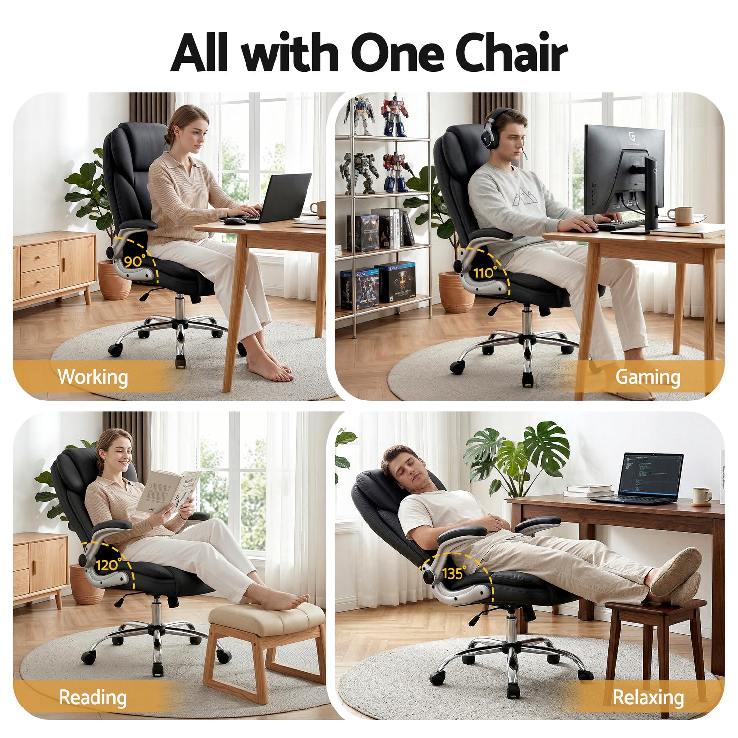 Artiss Executive Office Chair Leather Tilt Black-Furniture > Office-PEROZ Accessories
