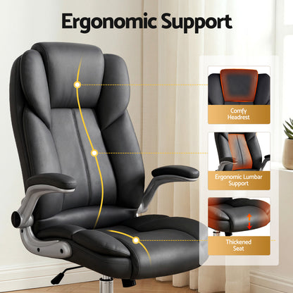 Artiss Executive Office Chair Leather Tilt Black-Furniture > Office-PEROZ Accessories
