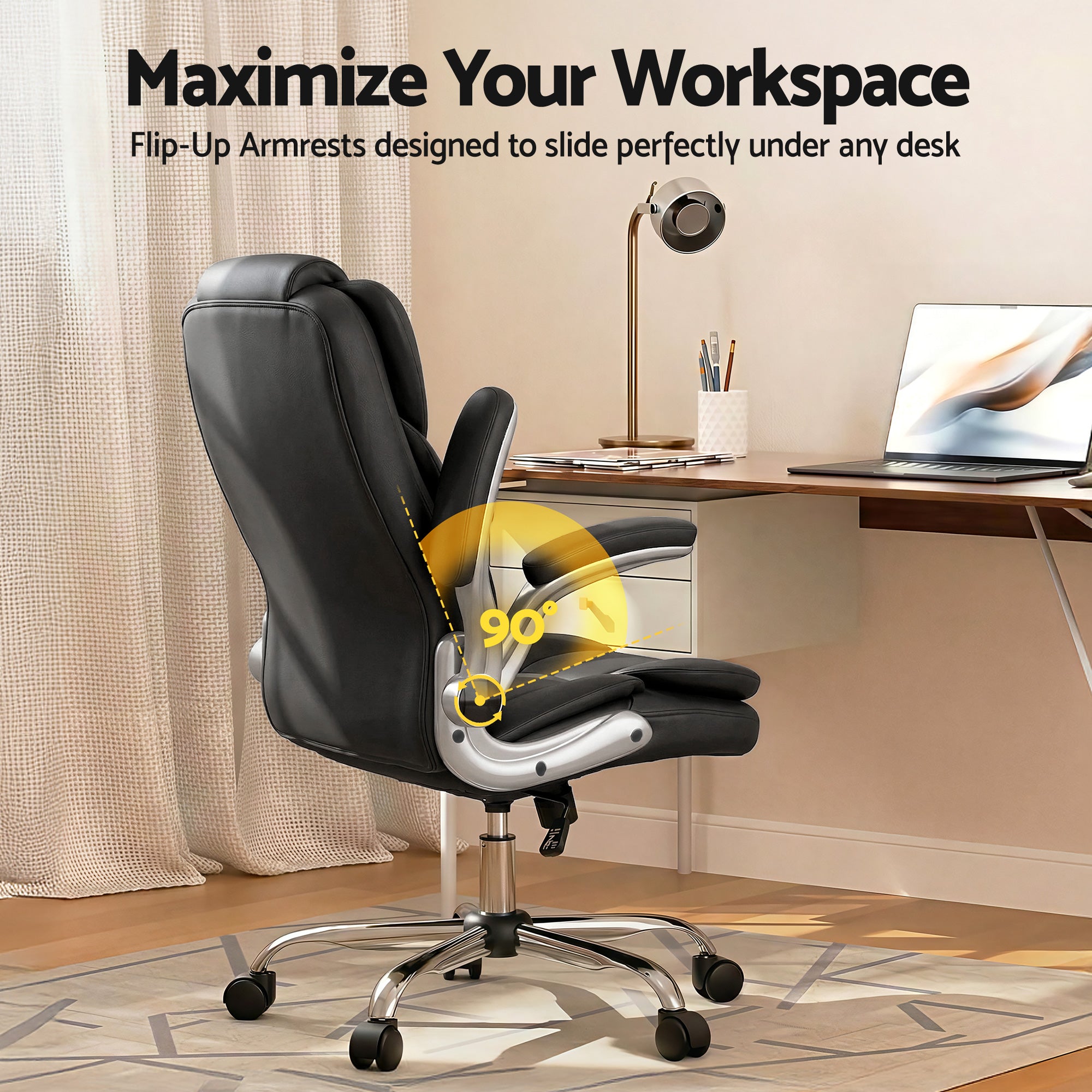 Artiss Executive Office Chair Leather Tilt Black-Furniture > Office-PEROZ Accessories
