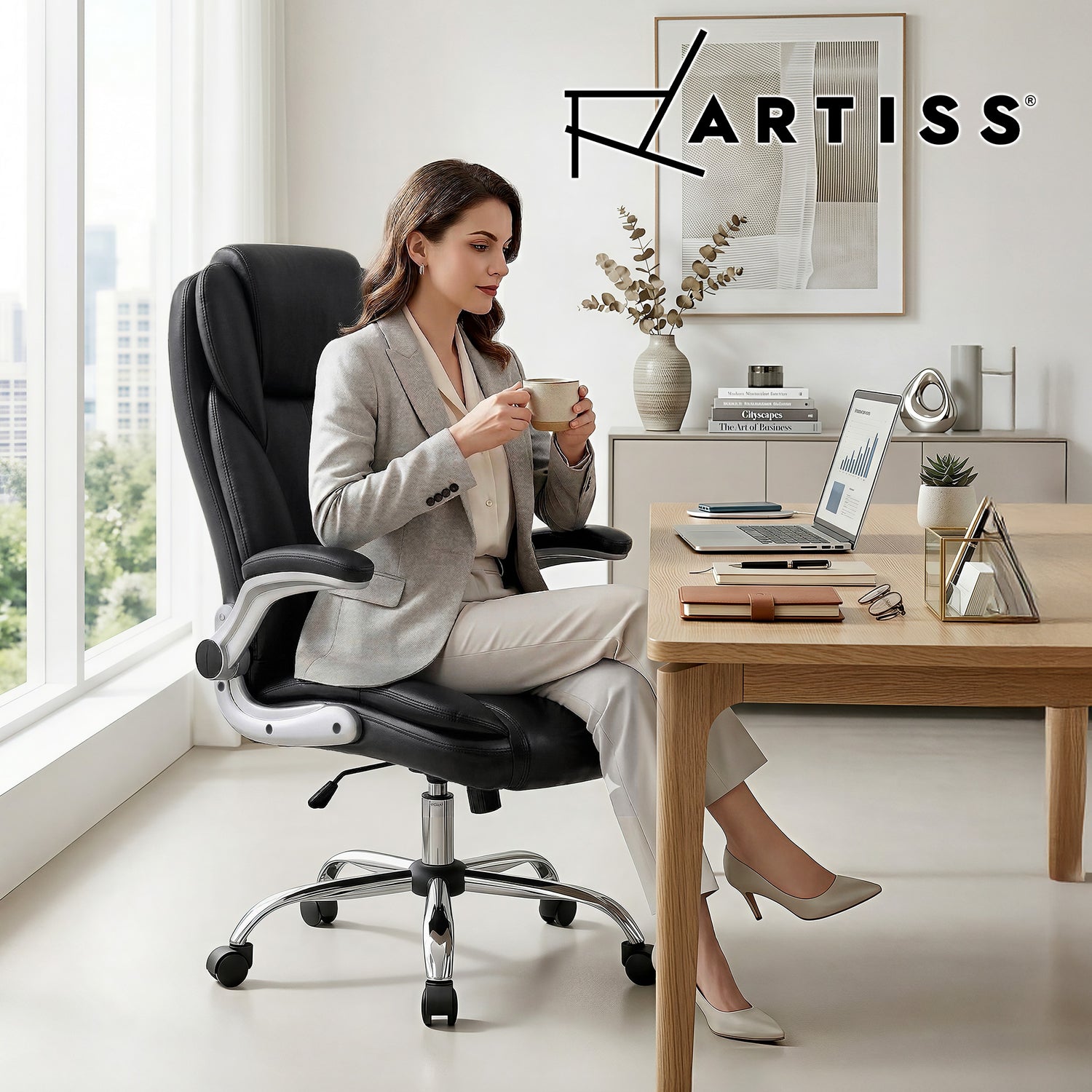 Artiss Executive Office Chair Leather Tilt Black-Furniture > Office-PEROZ Accessories