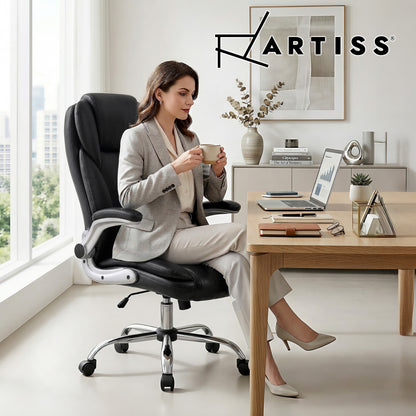 Artiss Executive Office Chair Leather Tilt Black-Furniture > Office-PEROZ Accessories