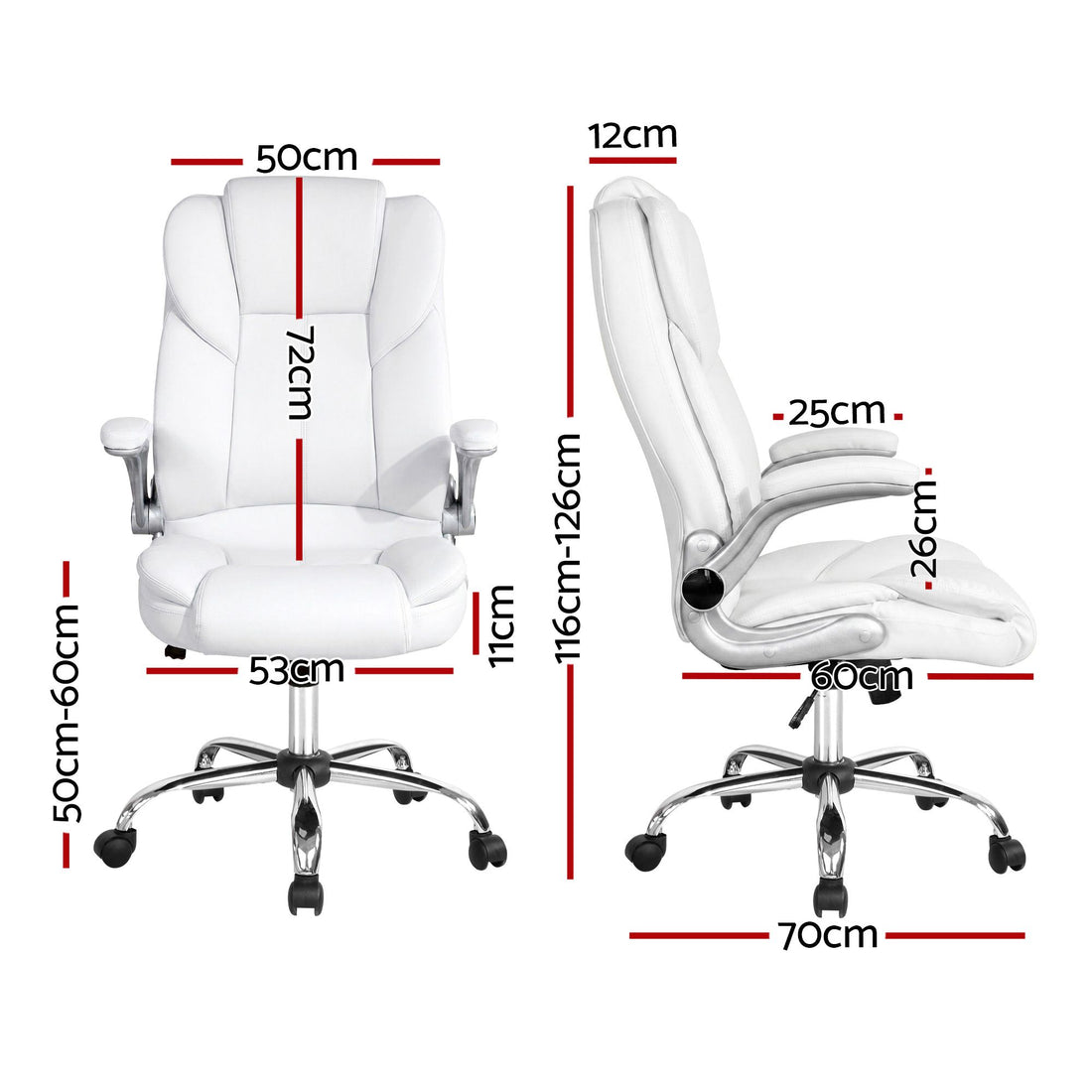 Artiss Executive Office Chair Leather Tilt White-Furniture > Office-PEROZ Accessories