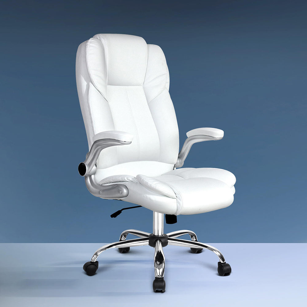 Artiss Executive Office Chair Leather Tilt White-Furniture &gt; Office-PEROZ Accessories