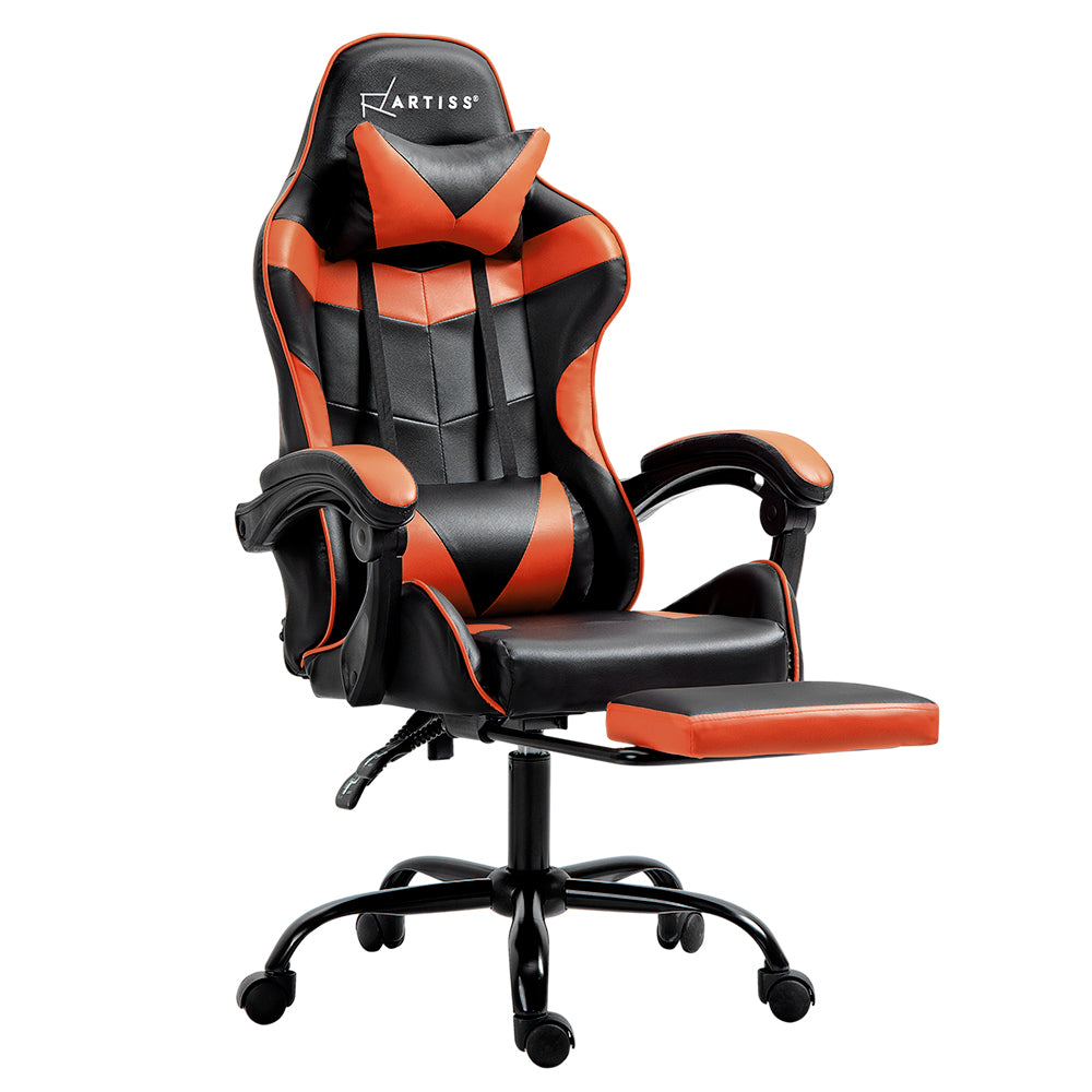 Artiss Gaming Office Chair Executive Computer Leather Chairs Footrest Orange-Furniture &gt; Office-PEROZ Accessories