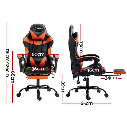 Artiss Gaming Office Chair Executive Computer Leather Chairs Footrest Orange-Furniture &gt; Office-PEROZ Accessories