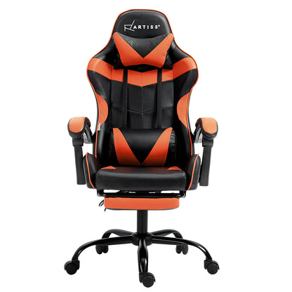 Artiss Gaming Office Chair Executive Computer Leather Chairs Footrest Orange-Furniture &gt; Office-PEROZ Accessories