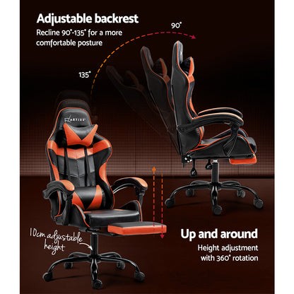 Artiss Gaming Office Chair Executive Computer Leather Chairs Footrest Orange-Furniture &gt; Office-PEROZ Accessories