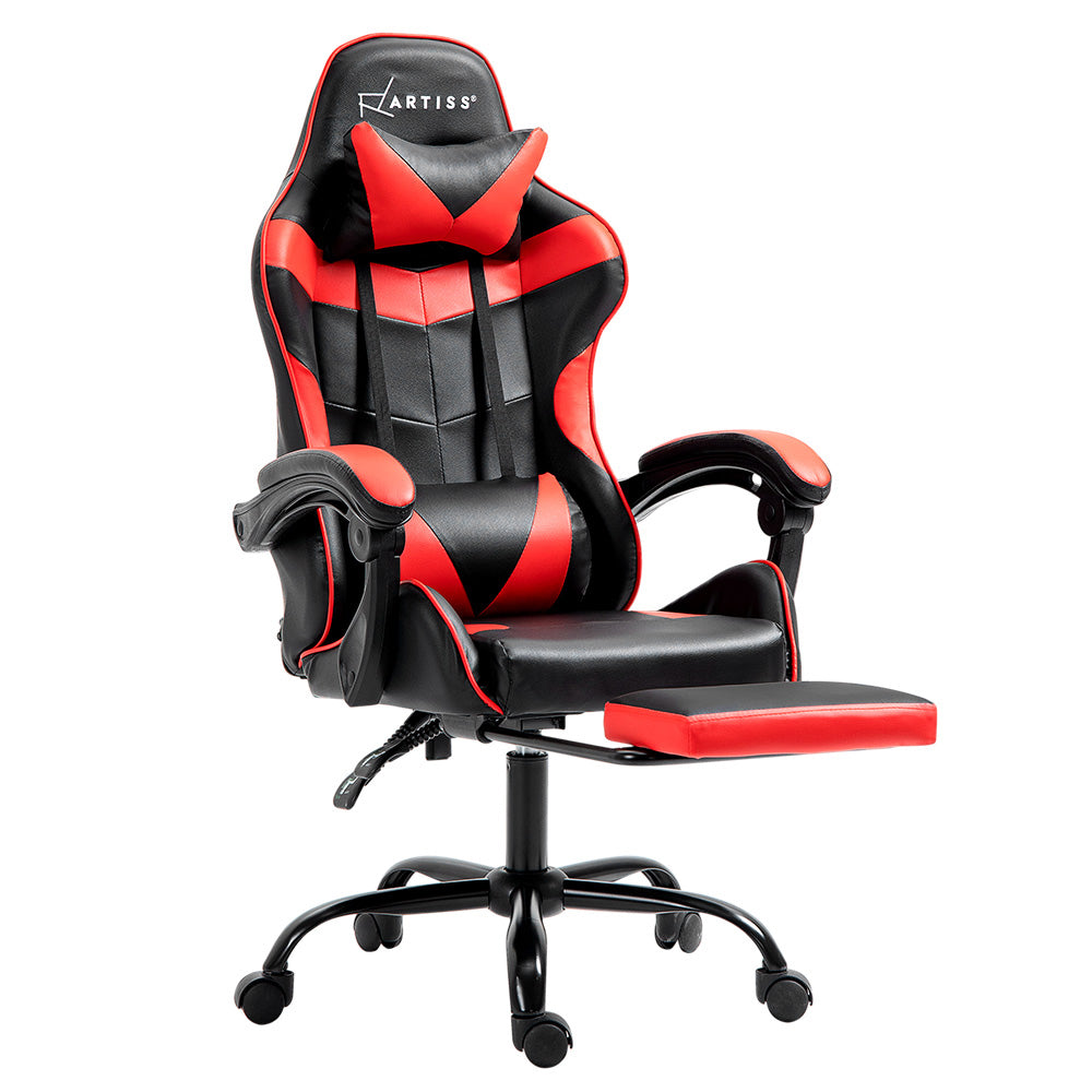 Artiss Gaming Office Chair Recliner Footrest Red-Furniture &gt; Office-PEROZ Accessories