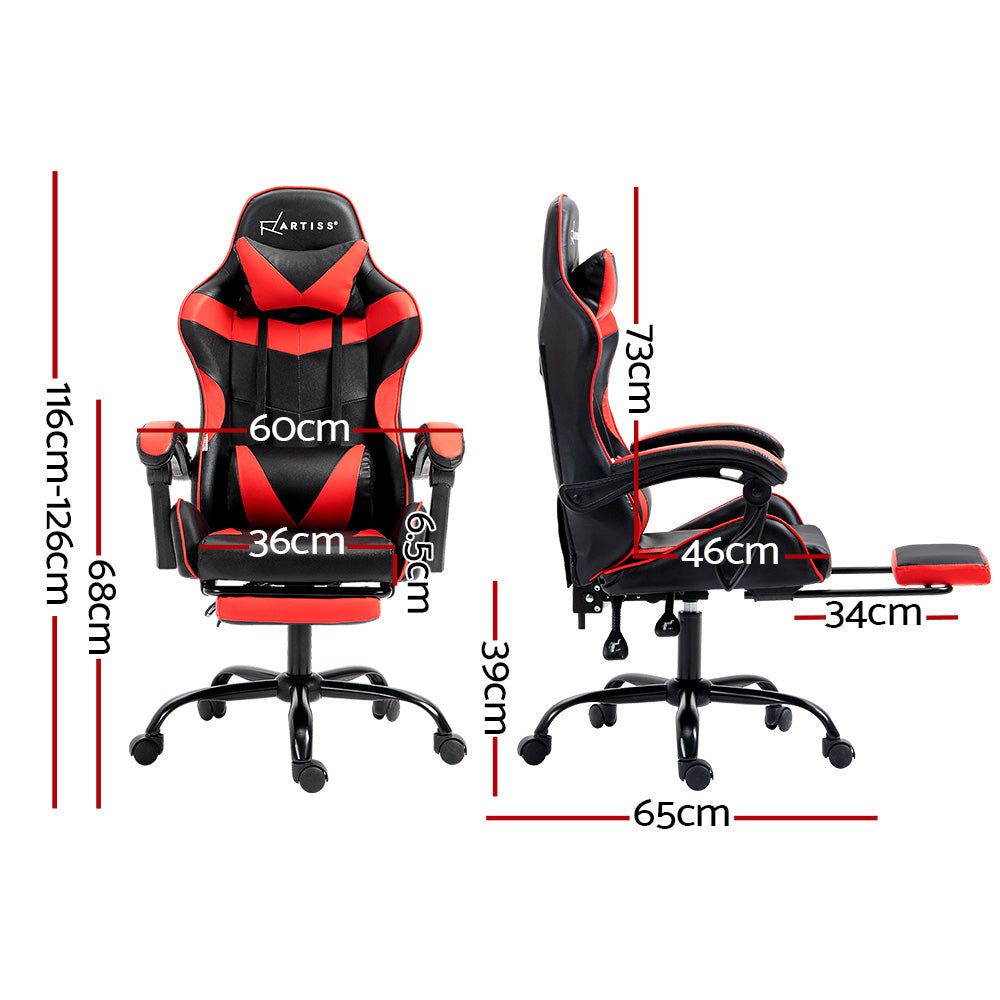 Artiss Gaming Office Chair Recliner Footrest Red-Furniture &gt; Office-PEROZ Accessories