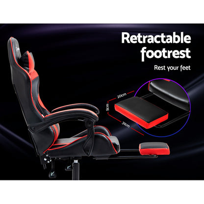 Artiss Gaming Office Chair Recliner Footrest Red-Furniture &gt; Office-PEROZ Accessories