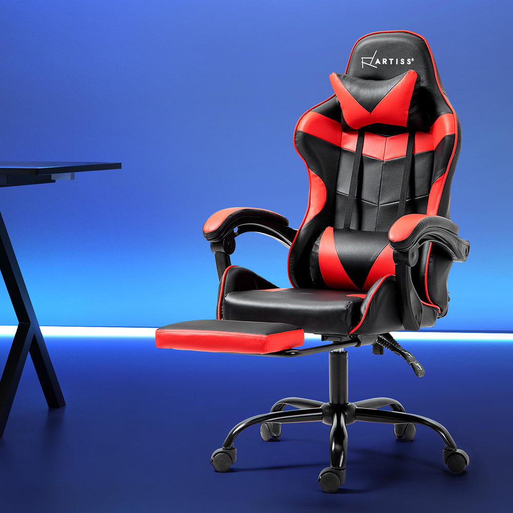 Artiss Gaming Office Chair Recliner Footrest Red-Furniture &gt; Office-PEROZ Accessories
