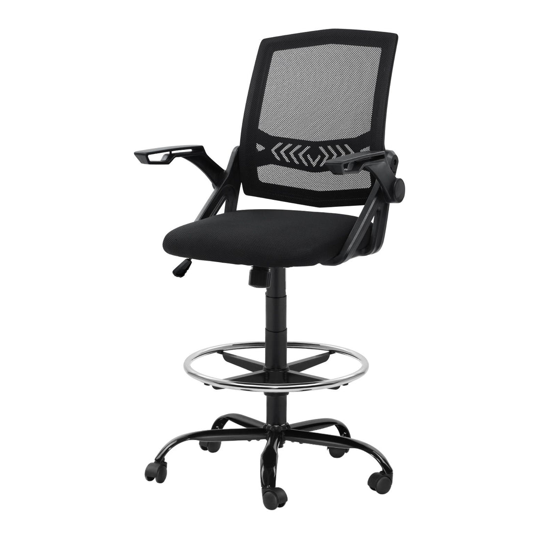 Artiss Office Chair Drafting Stool Mesh Chairs Black-Furniture > Office-PEROZ Accessories