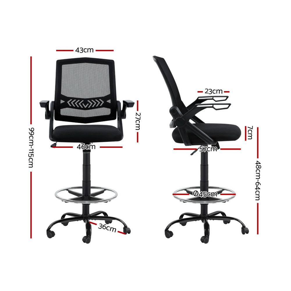 Artiss Office Chair Drafting Stool Mesh Chairs Black-Furniture &gt; Office-PEROZ Accessories
