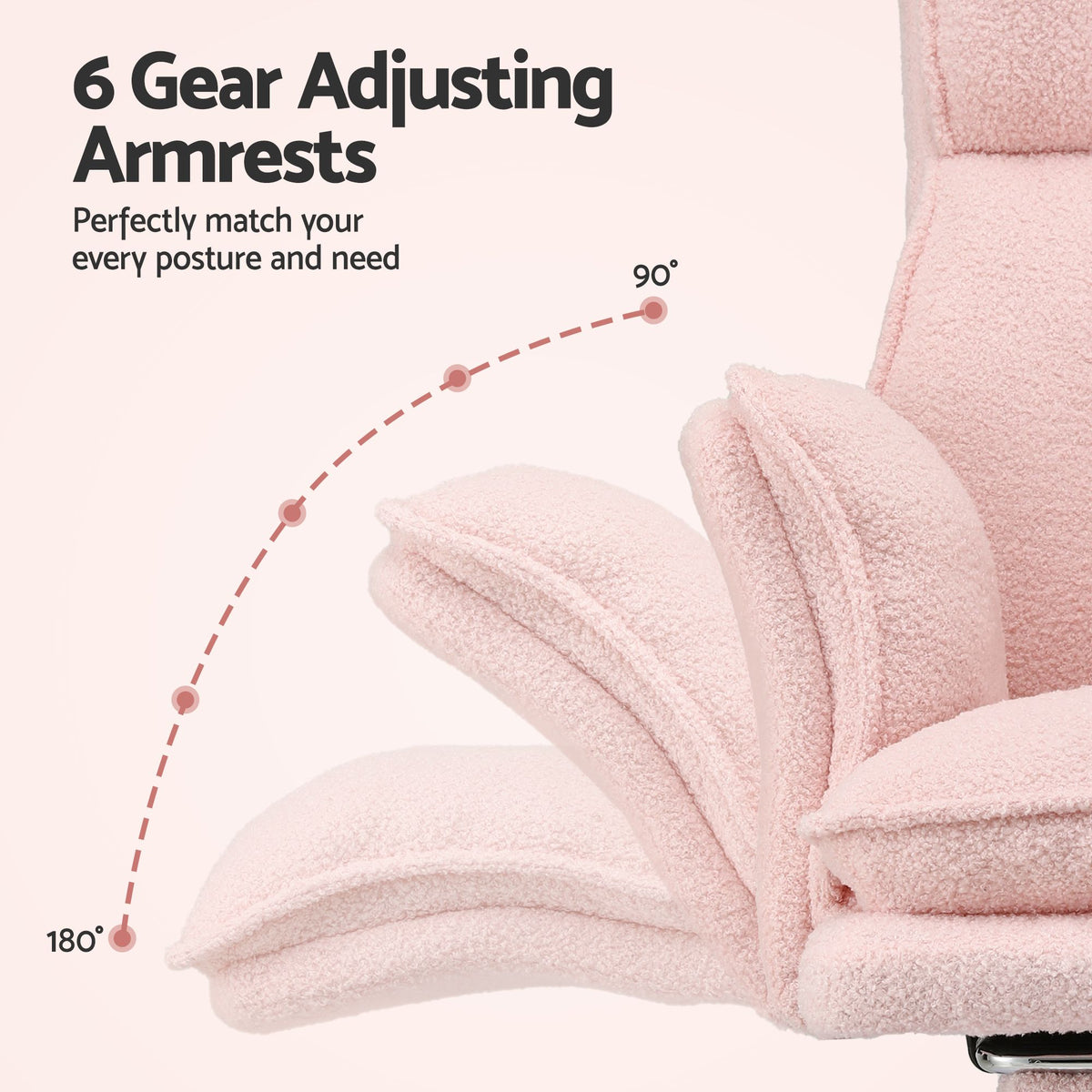 Artiss Big &amp; Tall Criss Cross Office Chair with Flip Armrests Foot Rest Reclining Teddy Fleece Pink-Furniture > Office > Office &amp; Desk Chairs-PEROZ Accessories