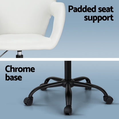 Artiss Office Chair Mid Back White-Furniture > Bar Stools &amp; Chairs-PEROZ Accessories