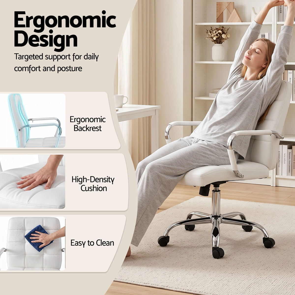 Artiss Office Chair Seat PU Work Computer Desk Chairs-Furniture > Office > Office &amp; Desk Chairs-PEROZ Accessories