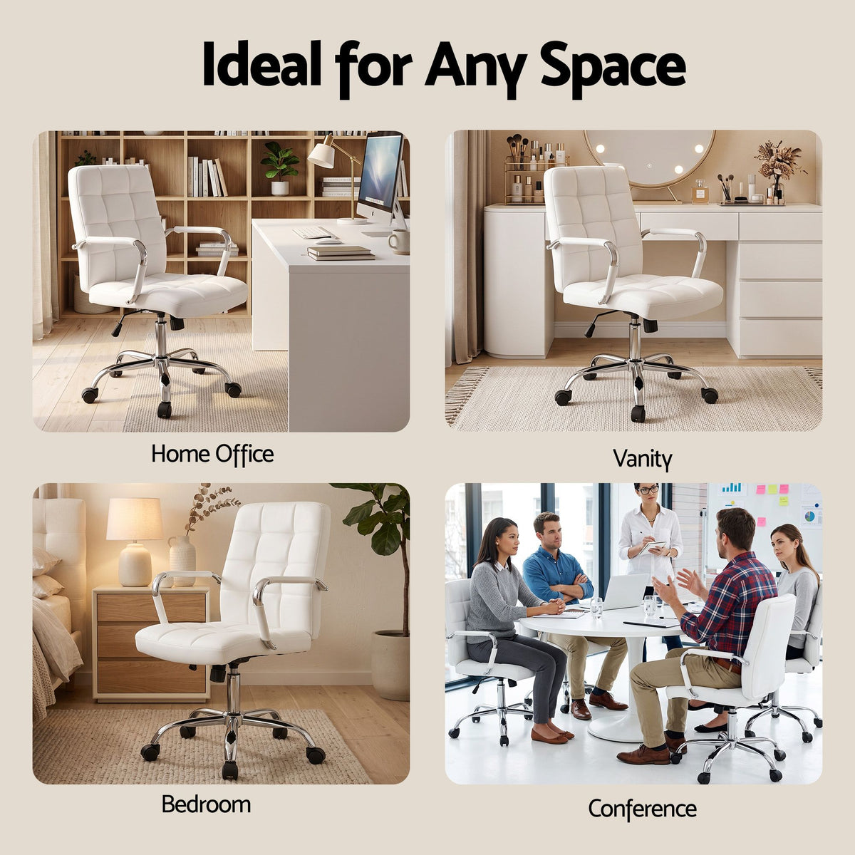 Artiss Office Chair Seat PU Work Computer Desk Chairs-Furniture > Office > Office &amp; Desk Chairs-PEROZ Accessories